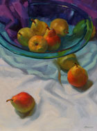 Pears in Blue Bowl